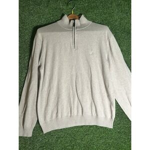 Nautica Sweater Beige Pullover 1/4 Zip Jacket Knit Sailing Preppy Size XL